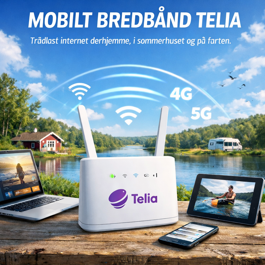 Mobilt Bredbånd Telia – Hurtigt 4G & 5G Internet i 2026